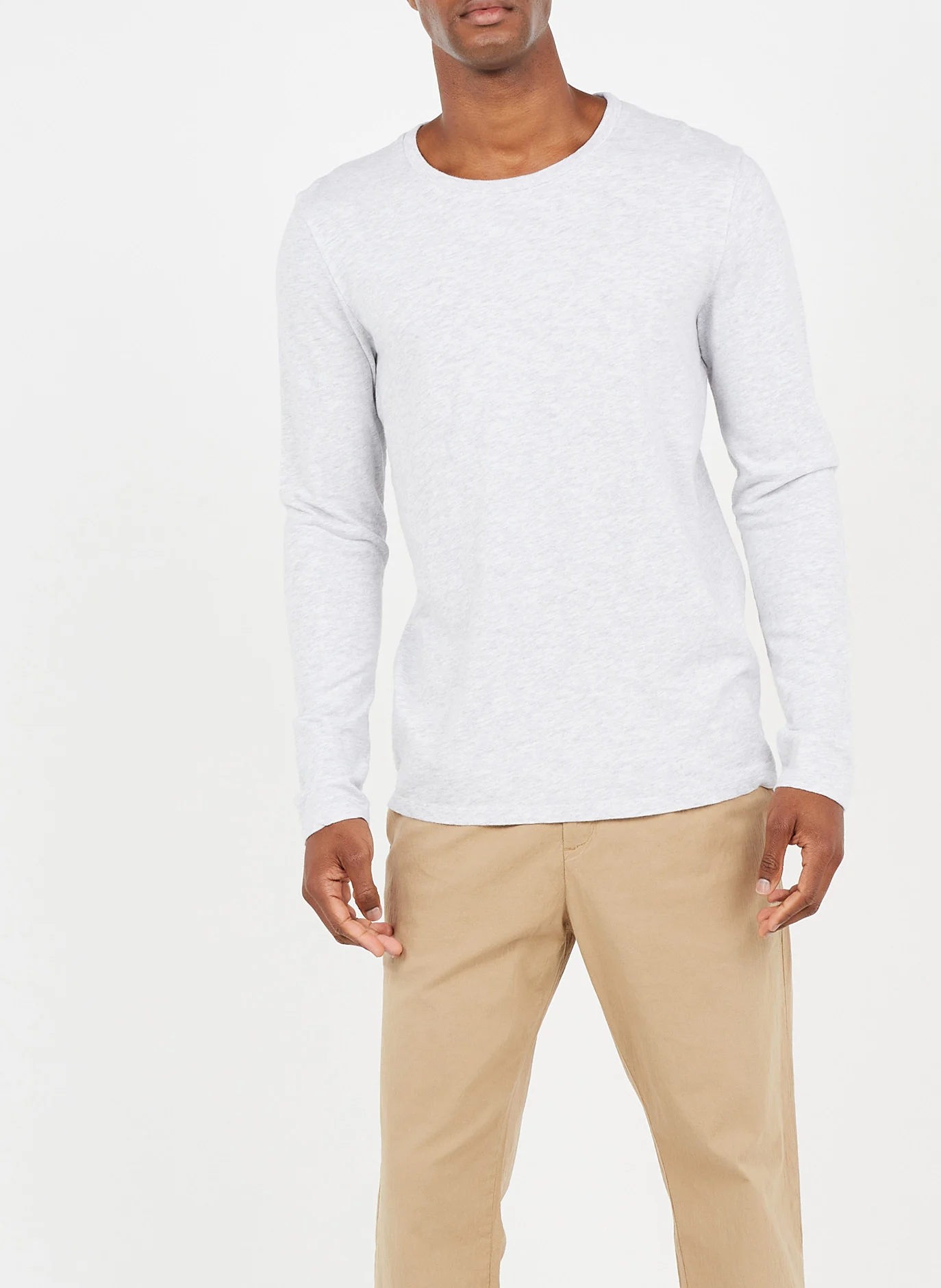 BYSAPICK - Tee-shirt col rond regular-fit en coton | Gris