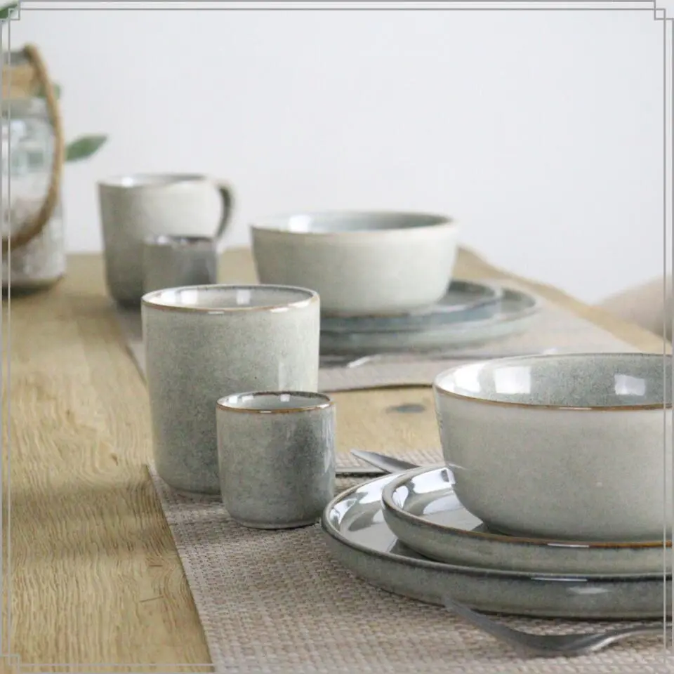 OTIX Espresso Kopjes Set van 6 Koffiekopjes 80ml Mokken Aardewerk BEECH