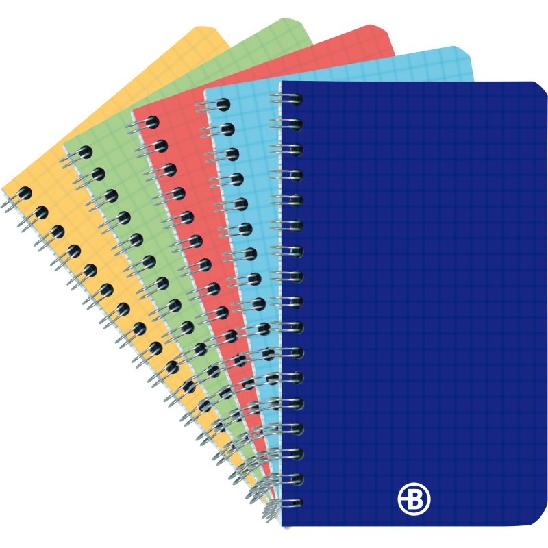 Carnet spirale acidulé Bruneau 9 x 14 cm petits carreaux 100 pages