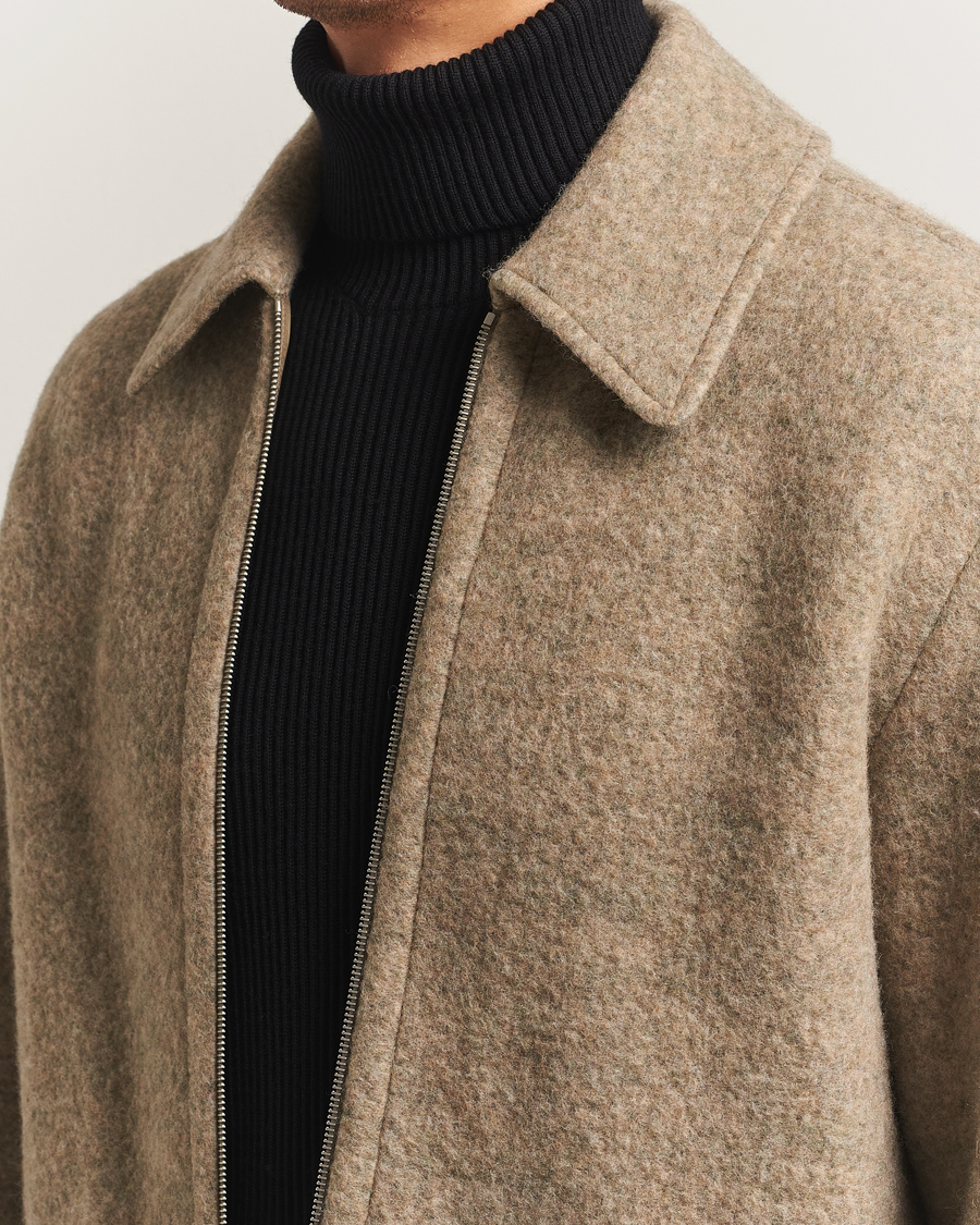 Jil Sander Felted Wool Shirt Jacket Beige