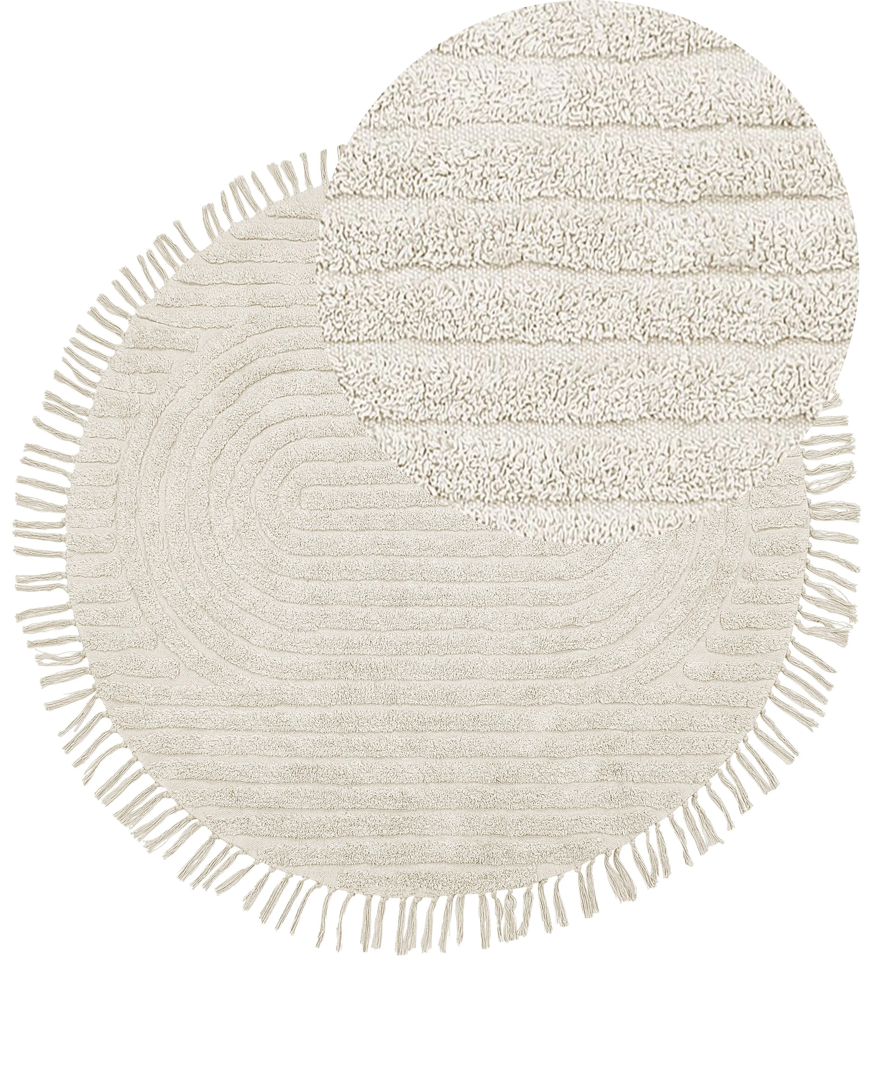 Vloerkleed HALFETI Lichtbeige ø 140 cm Katoen