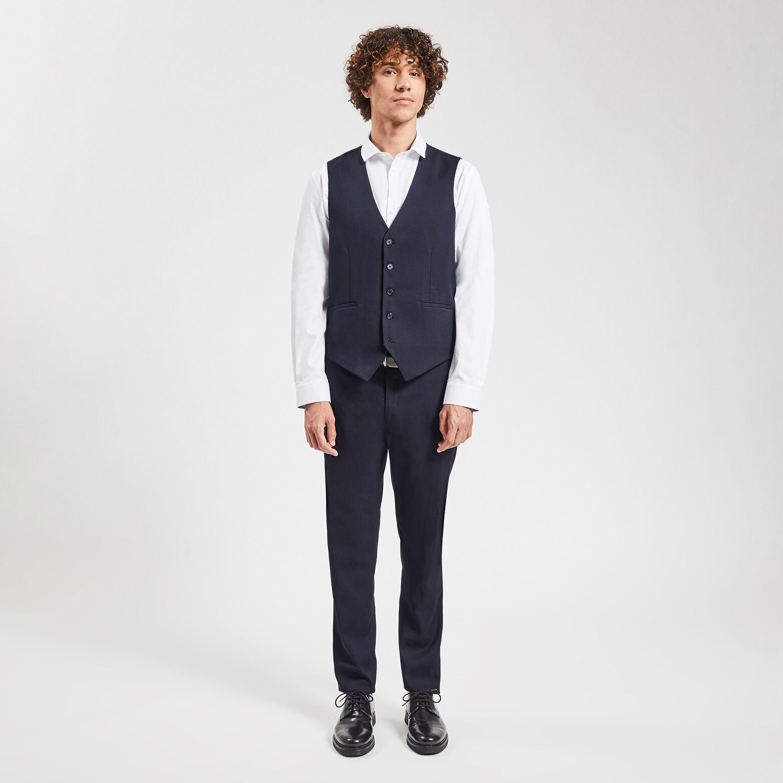 Gilet de costume uni slim Bleu Marine