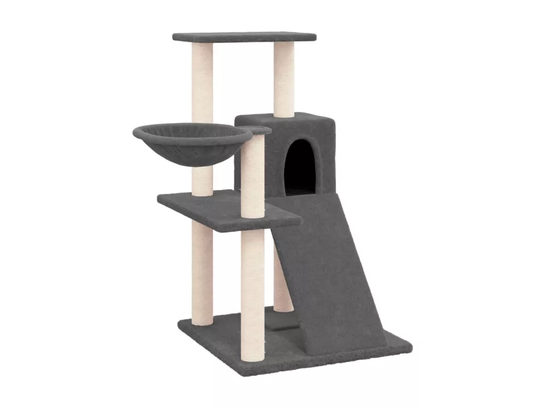 Arbre à chat avec griffoirs en sisal Gris foncé 82 cm