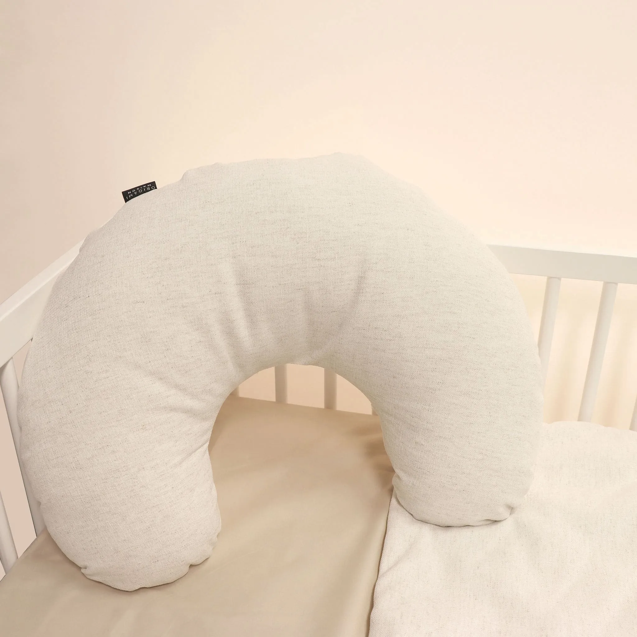 Origami Maison Coussin d'Allaitement - Beige Aspect Lin