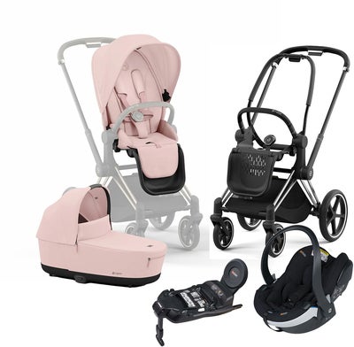 Cybex Priam Duovogn inkl. BeSafe iZi Go Modular X2 & Base, Peach Pink/Chrome Black
