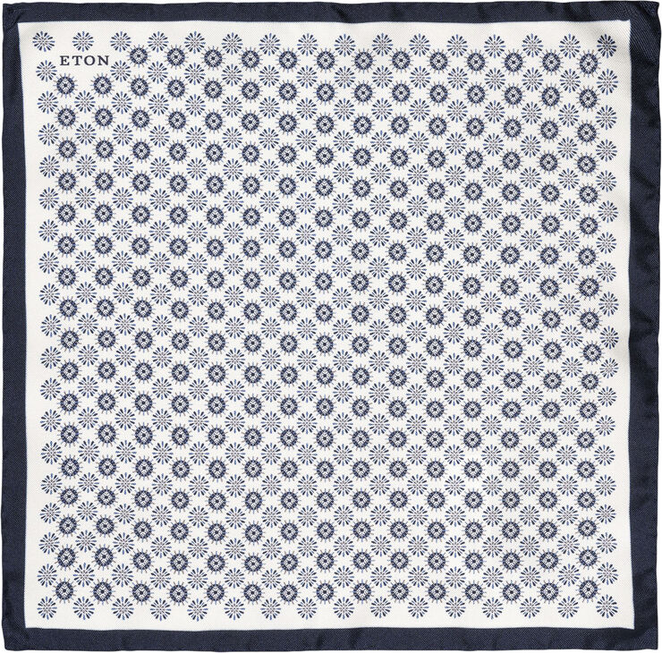 ETON White Geometric Silk Pocket Square Hvid