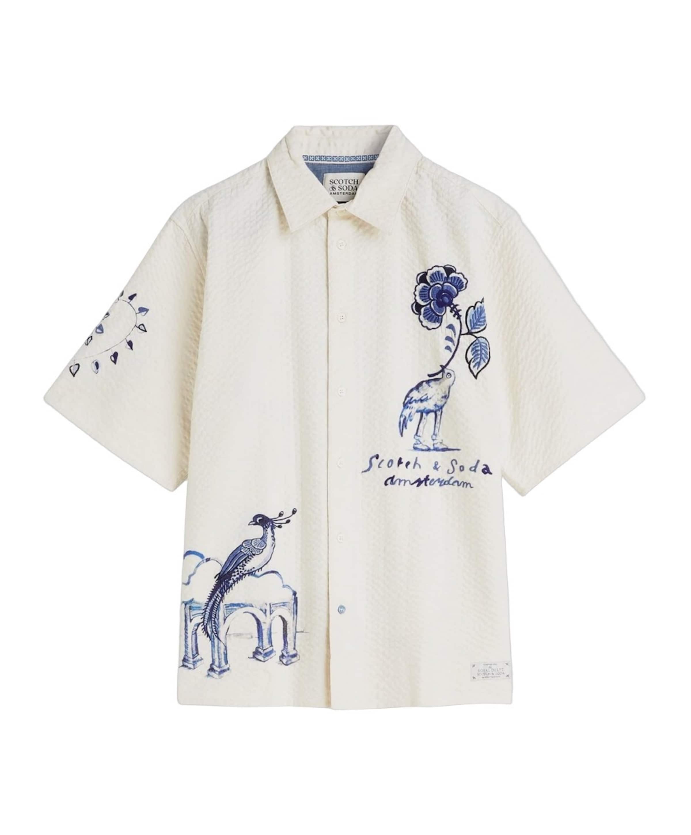 Scotch & Soda Heren overhemd korte mouw beige