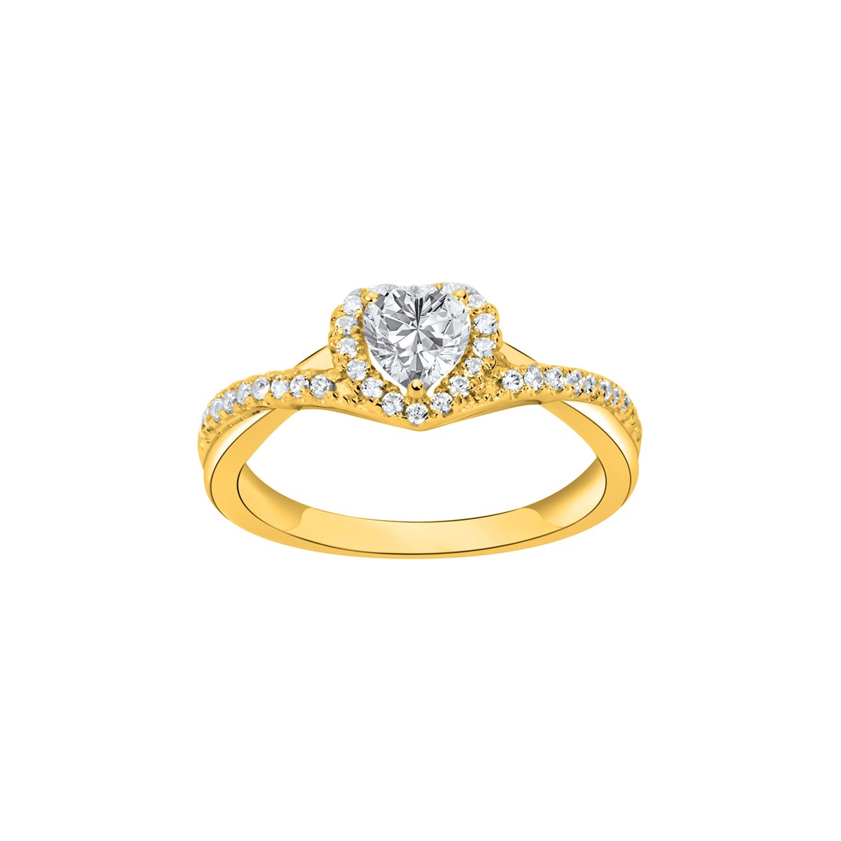 Bague de fiançailles en Plaqué Or avec oxyde de zirconium blanc