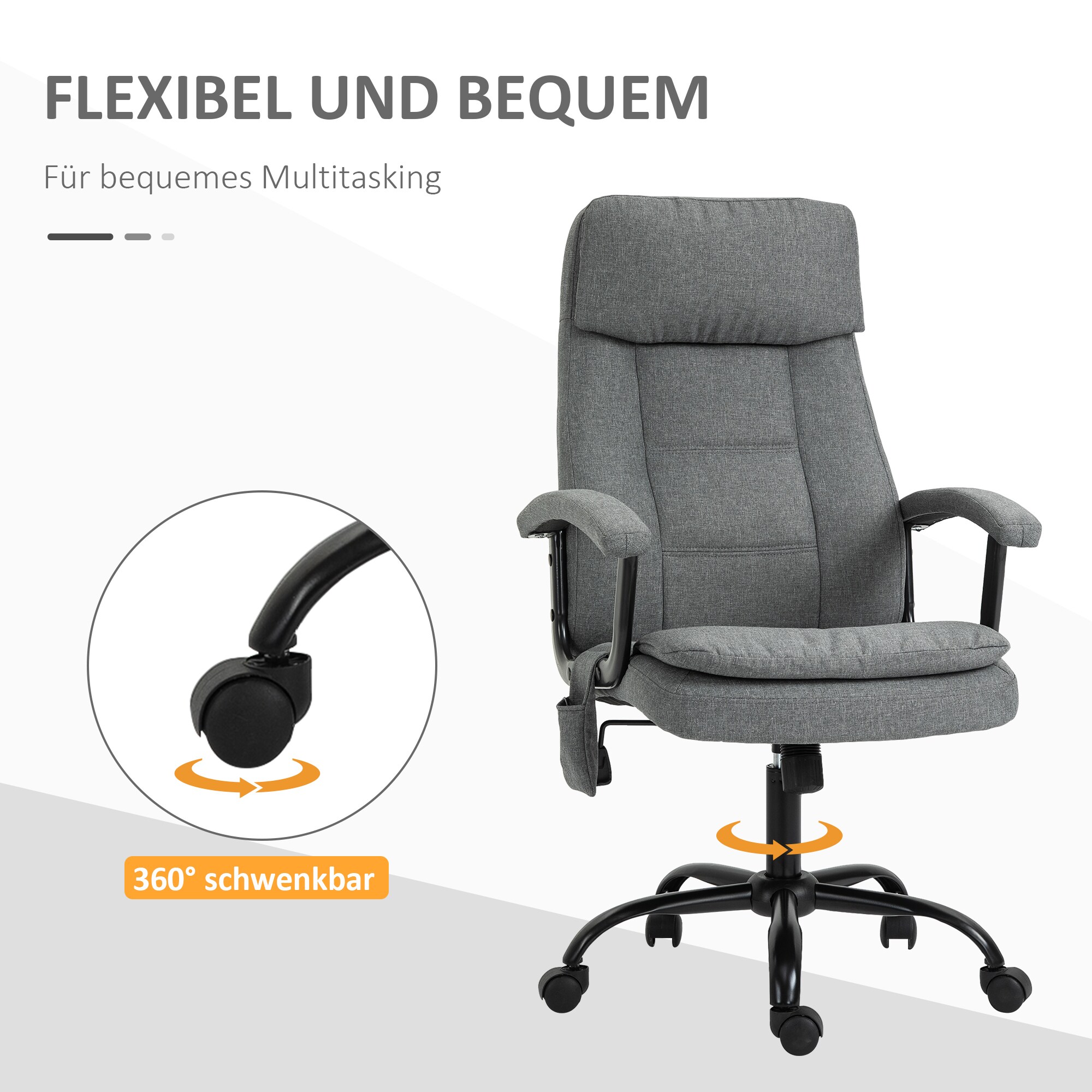 Vinsetto Bürostuhl  mit Massagefunktion 63 x 70 x 112-121 cm (BxTxH)