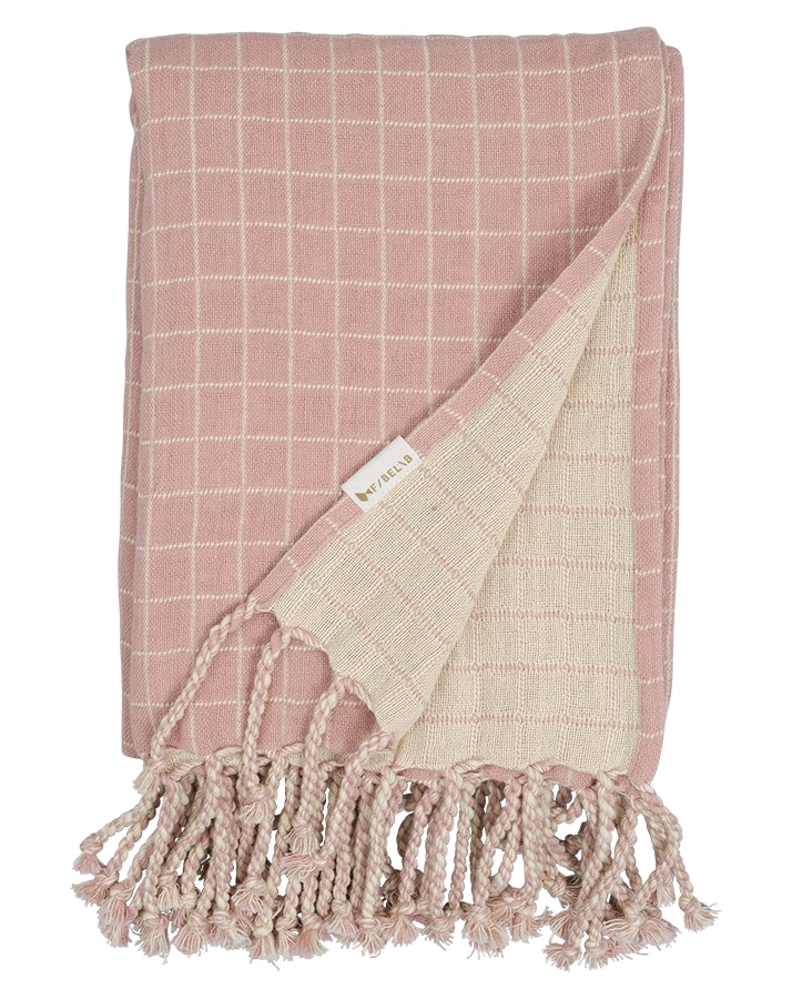 Babydecke GRID (80x110) mit Fransen in old rose
