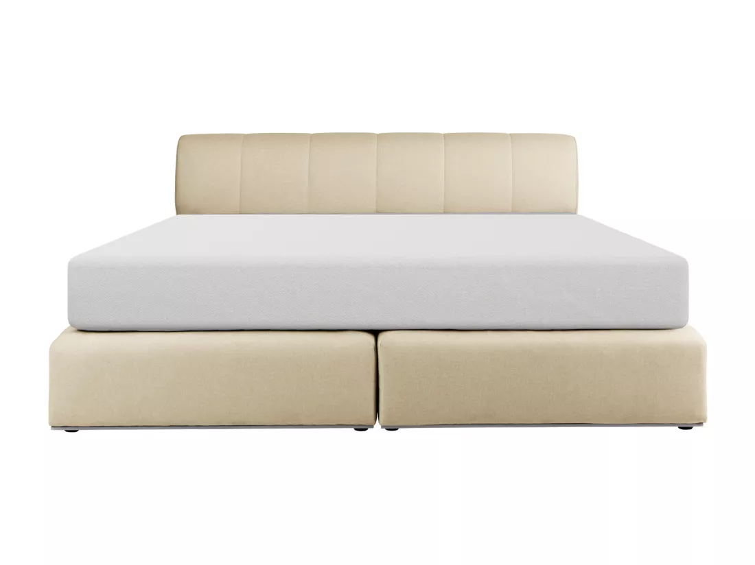 Ensemble complet boxspring tête de lit + sommier avec leds + matelas - 160 x 200 cm - Tissu - Beige - OTARU de YSMÉE