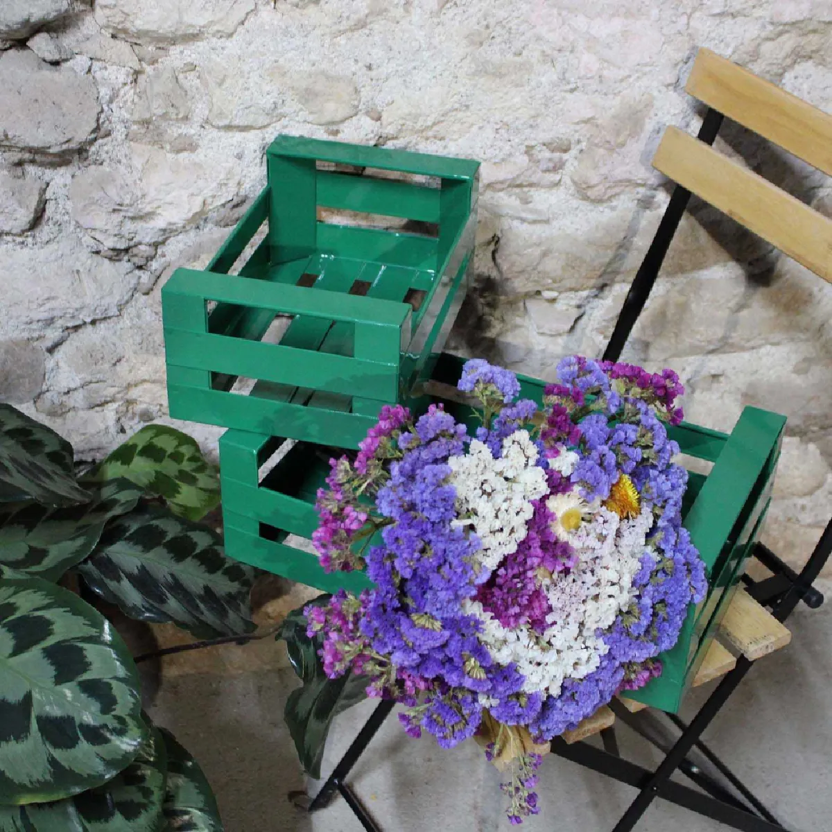 Bazardeluxe Cagettes en métal vert - Lot de 2