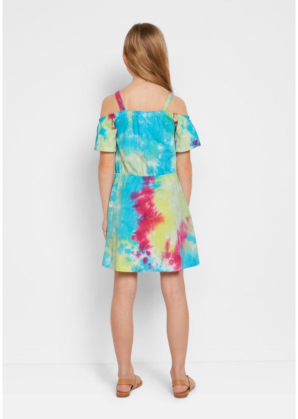 Robe en jersey fille avec col Carmen