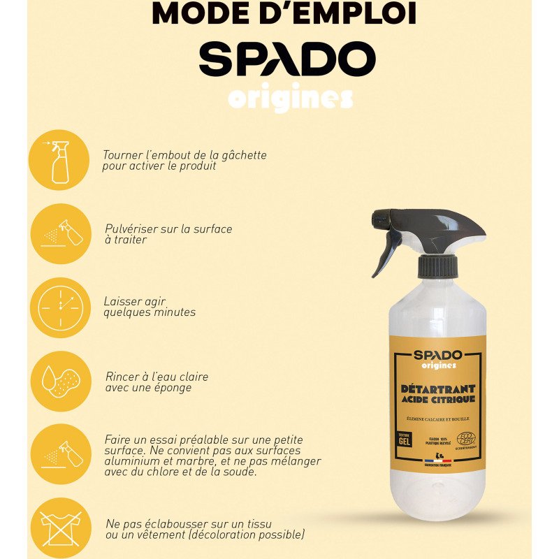 Acide citrique en gel Spado origines - Spray 750 ml