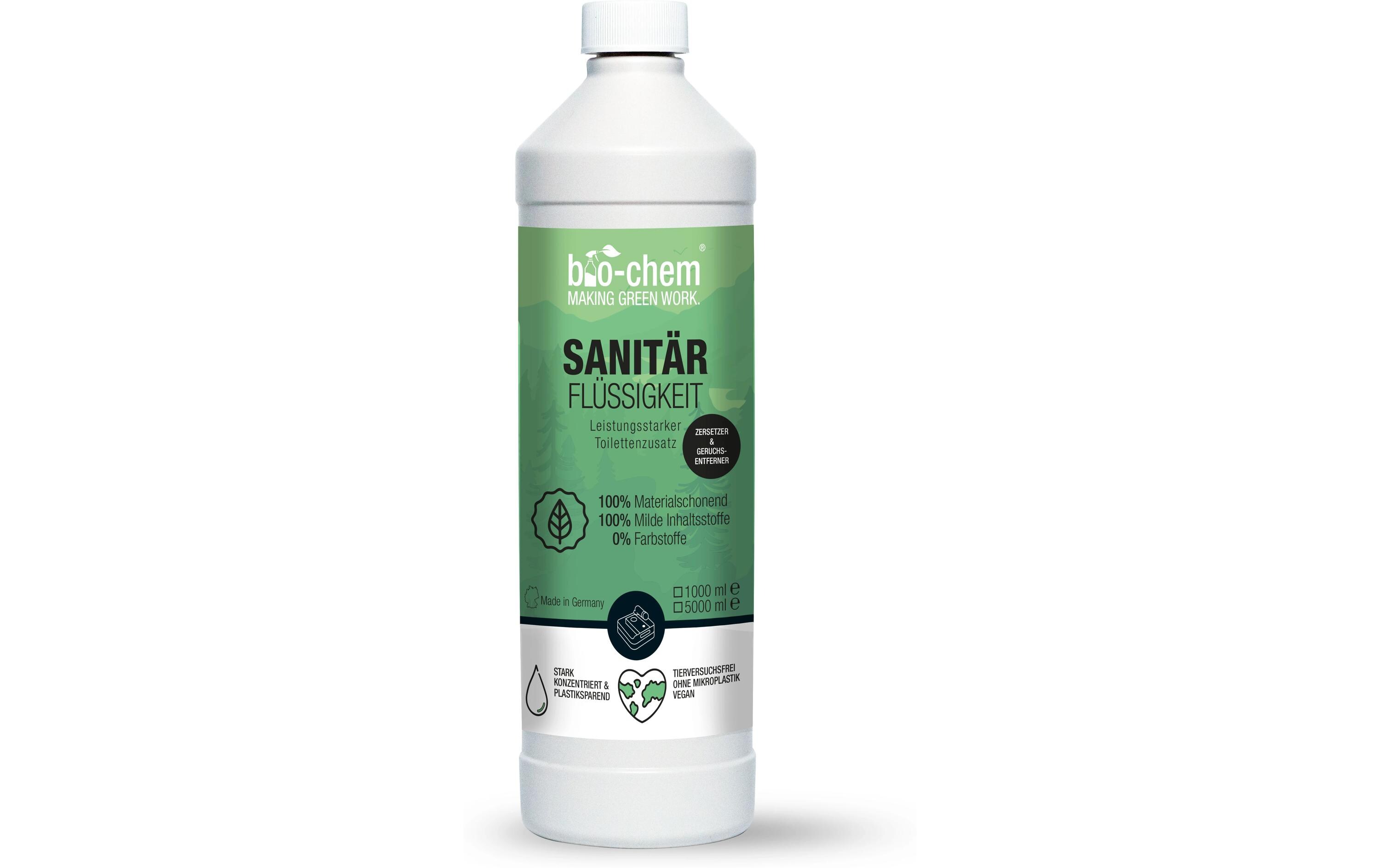 Sanitärflüssigkeit 1 lSanitärzusatz für den Abbau von Fäkalien und die Zersetzung von Toilettenpapier