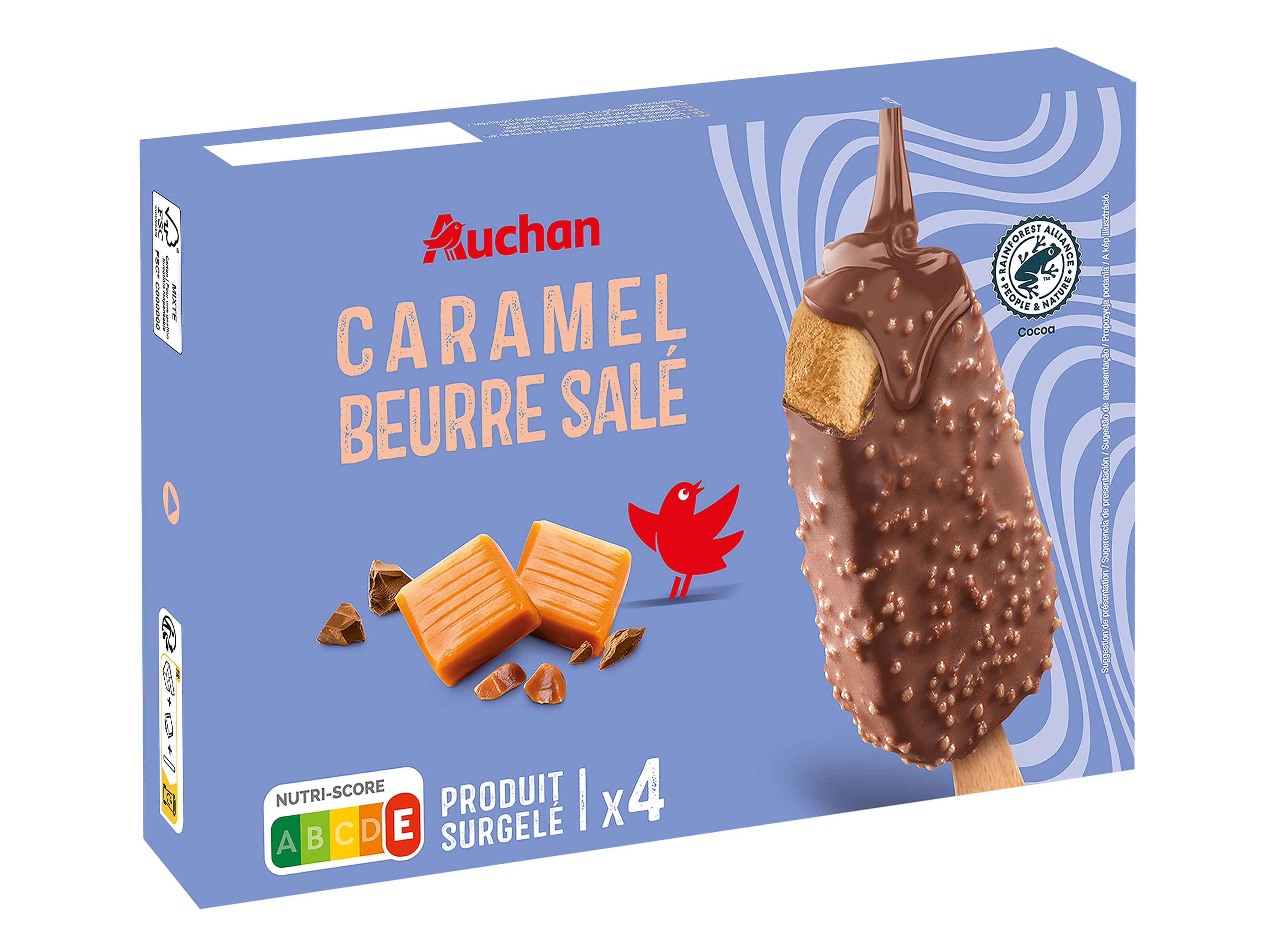 GELADO PALITO AUCHAN CARAMELO SALGADO 4X100ML