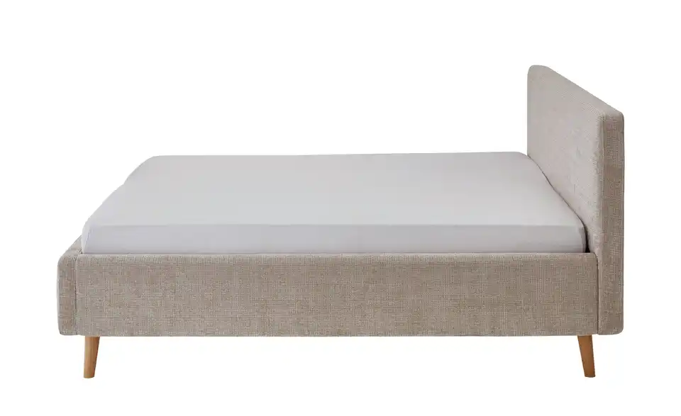 Polsterbettgestell Mattis Beige Bouclé 180 cm ohne Bettkasten