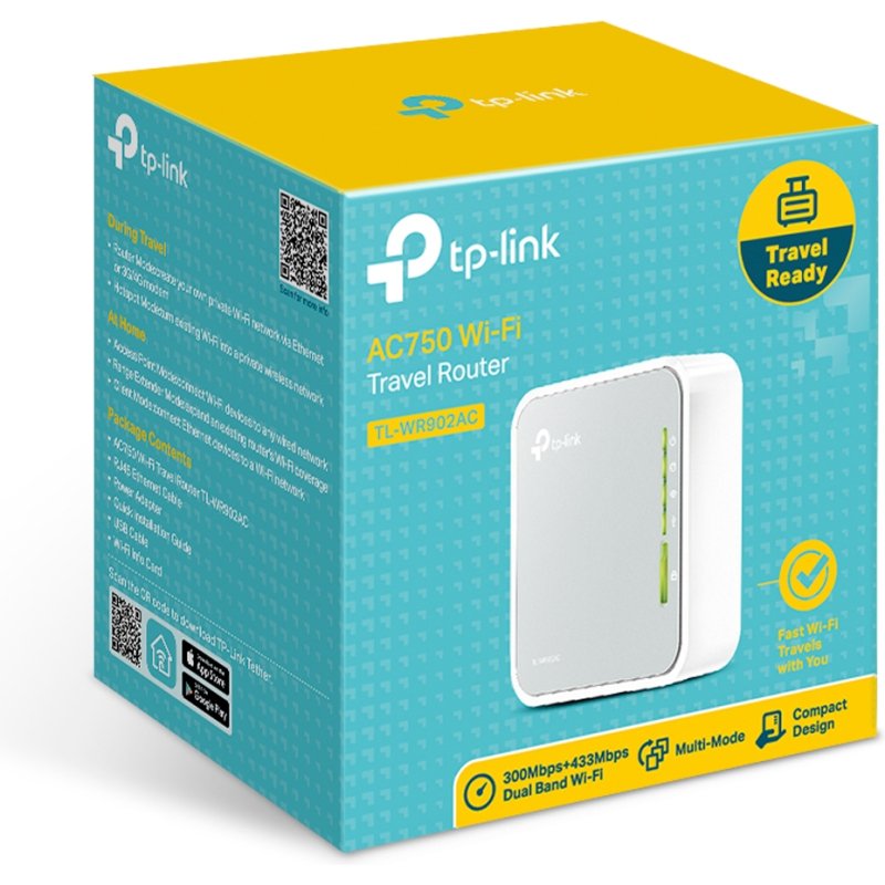 TP-Link TL-WR902AC routeur sans fil Fast Ethernet Bi-bande (2,4 GHz / 5 GHz) 4G Blanc