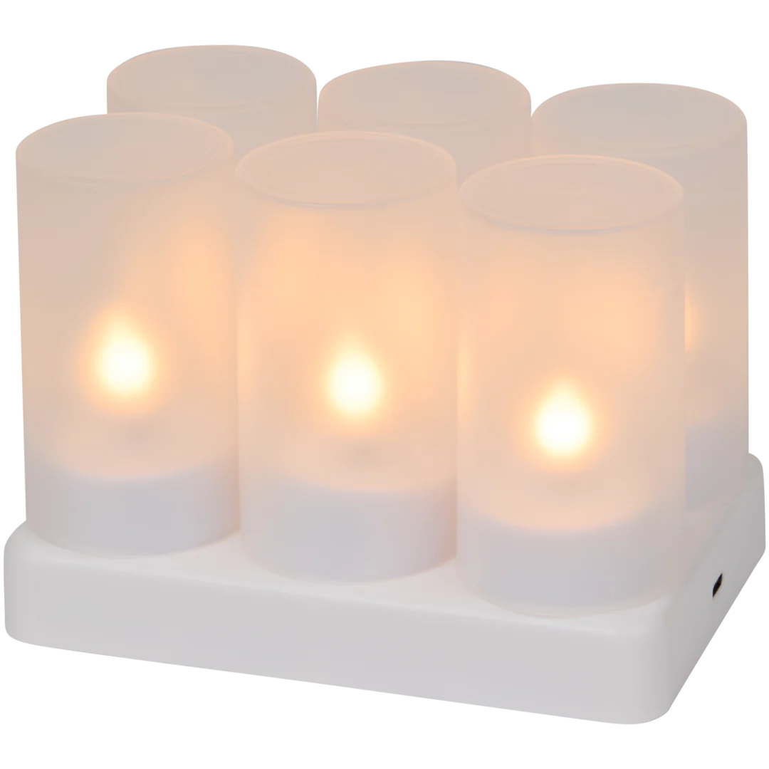 Oplaadbare theelichten 6 stuks | diverse kleuren