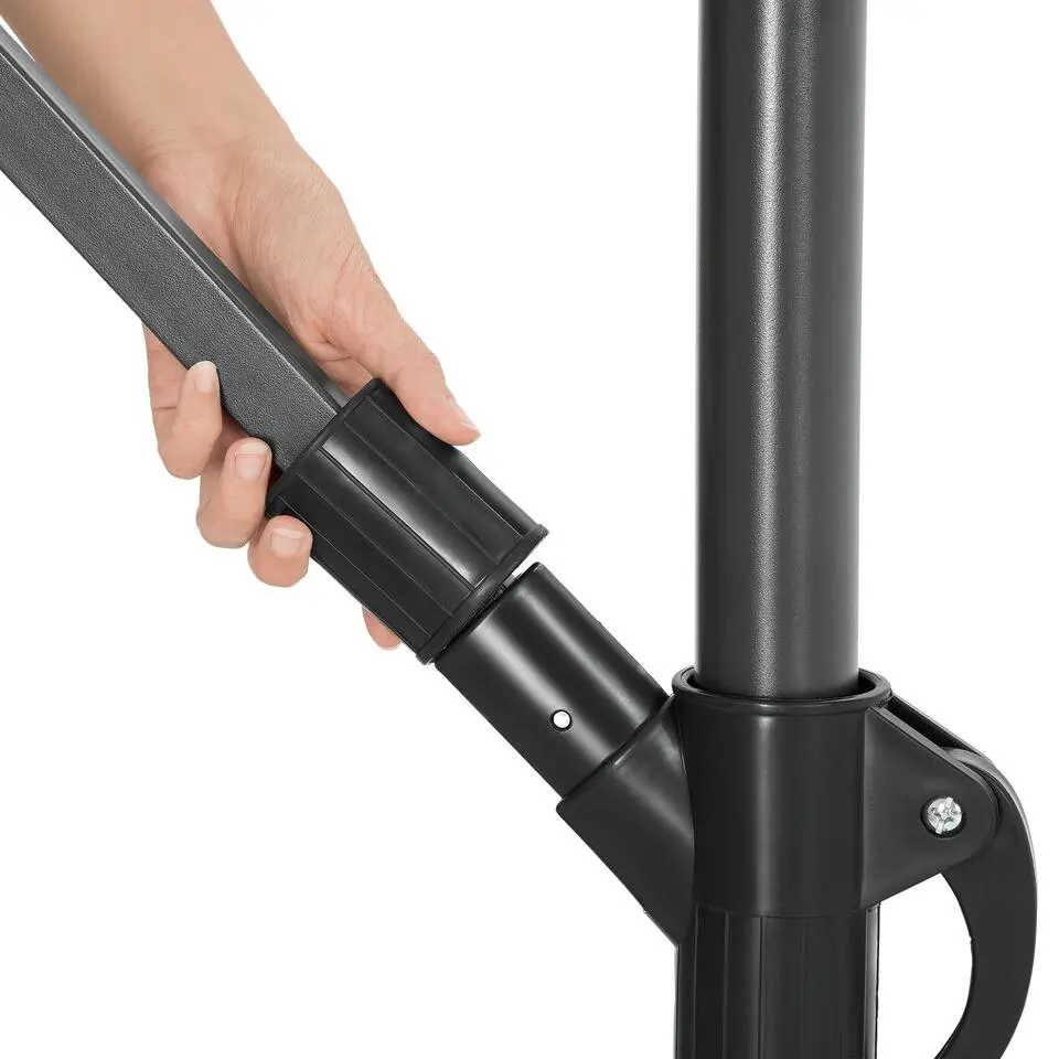 tectake Parasol Sunna LED-zonneenergie met zwengel 2,5 x 2,5 m, Lichtgrijs