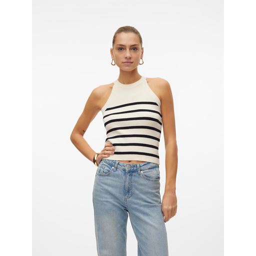 Vero Moda Saba Rib Top, Birch/Black, XS