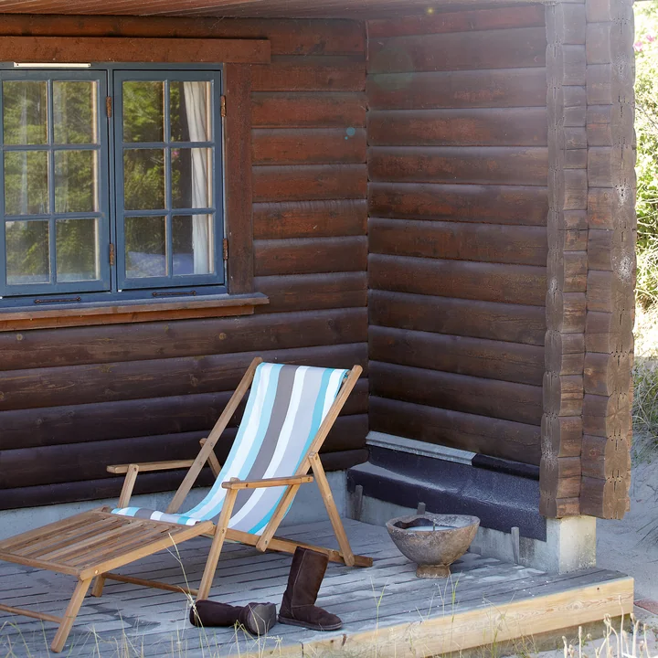 Jan Kurtz - Maxx Deckchair Teakholz, Bezug Designers Guild Amlapura Moos