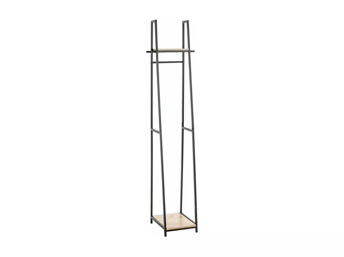 Porte-manteau en bois coloris chêne et métal coloris noir -longueur 38 x profondeur 40 x hauteur 166 cm
