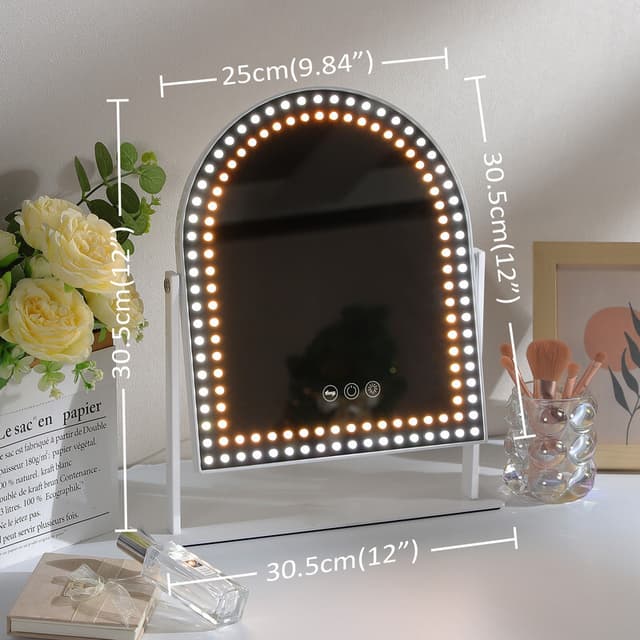 VANITII Buet LED Lys Perler Makeup Spejl Metal Hvid 25x30 cm