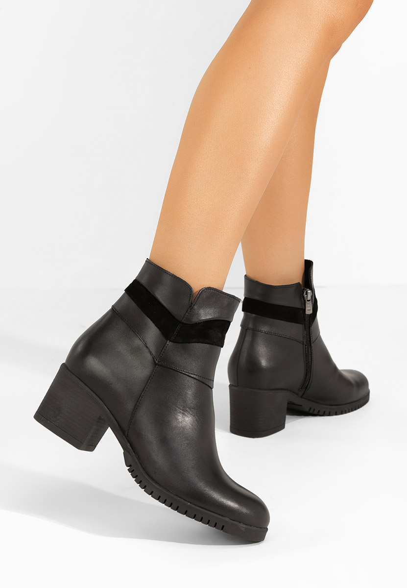 Bottines à gros talon noires Marlana