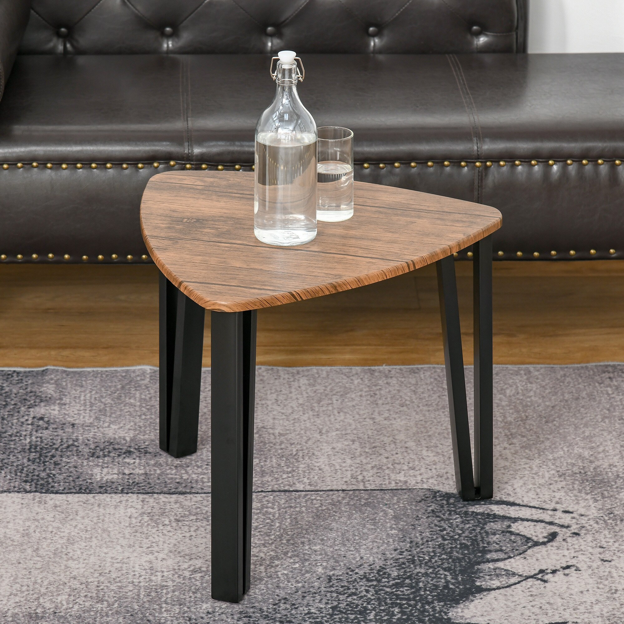 HOMCOM Couchtisch im 3er Set natur, schwarz