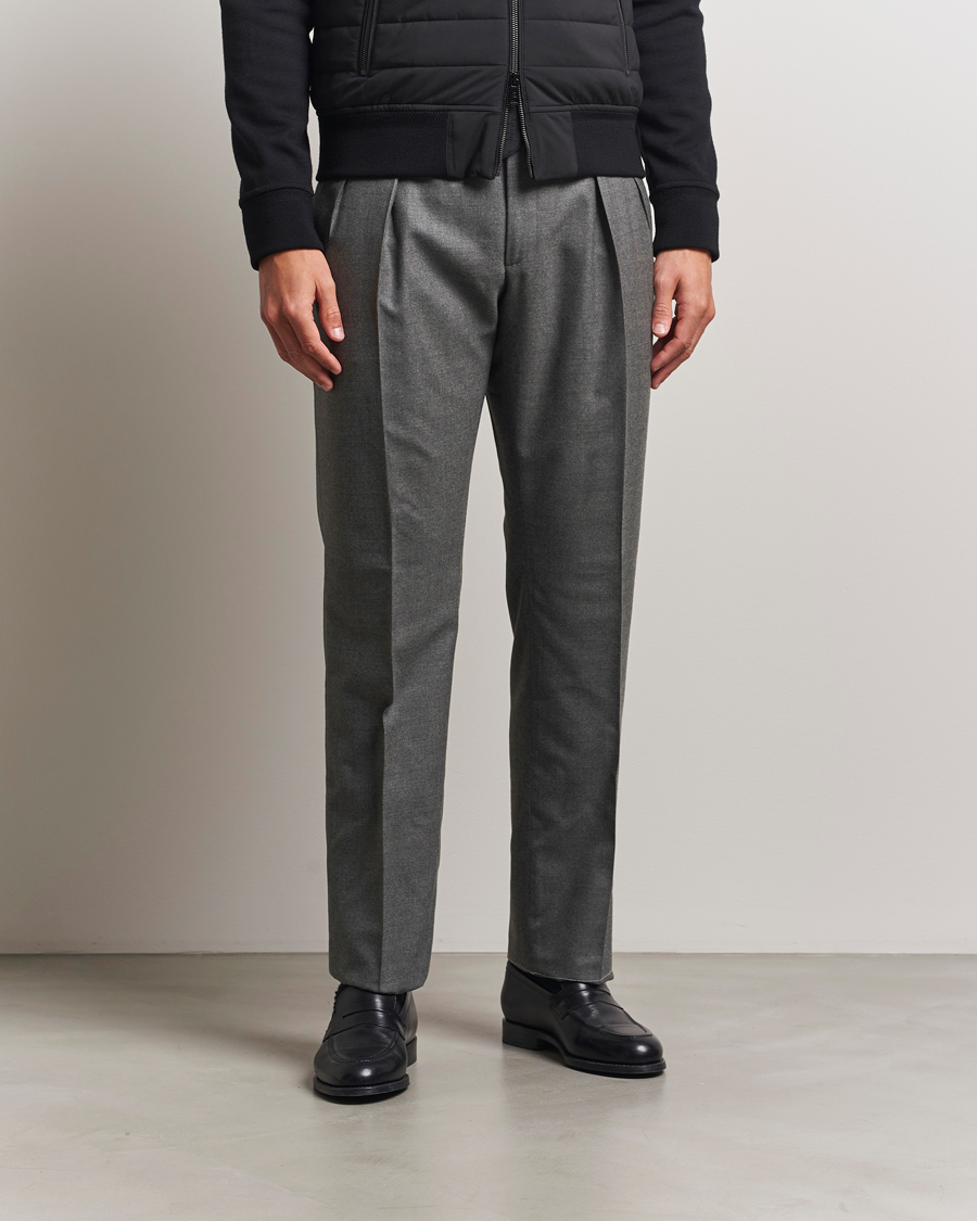 Ralph Lauren Purple Label Worsted Flannel Trousers Light Grey