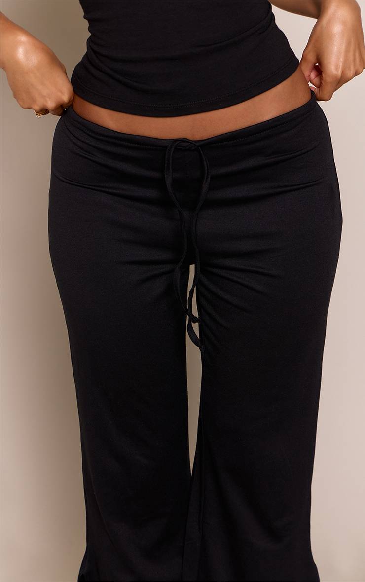 Noir Pantalon Court En Jersey Doux Petite