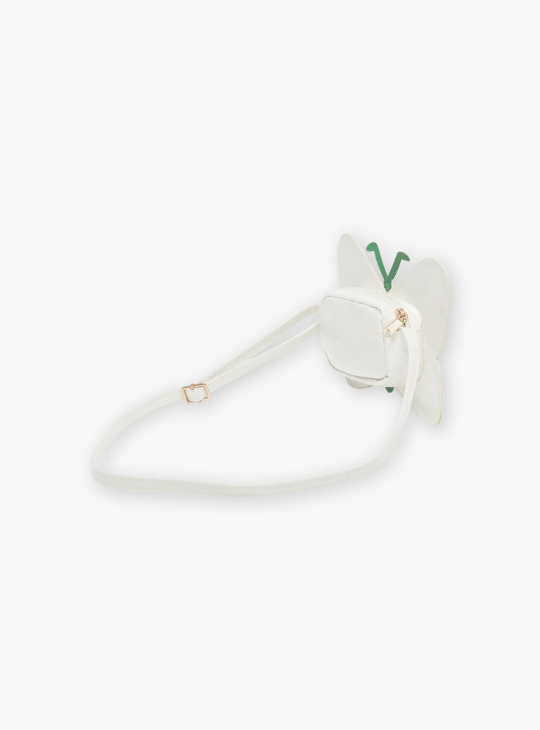 Sac besace papillon pailleté écru et vert