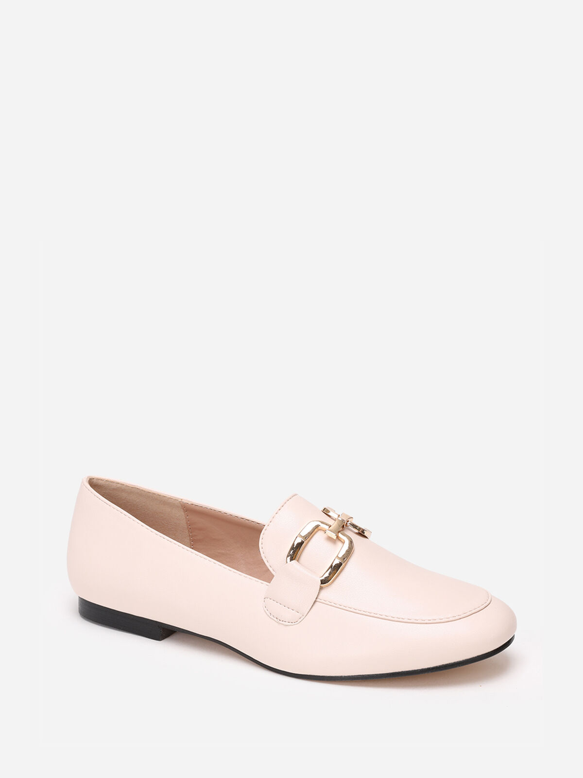 Mocassins plats à double boucle- Beige