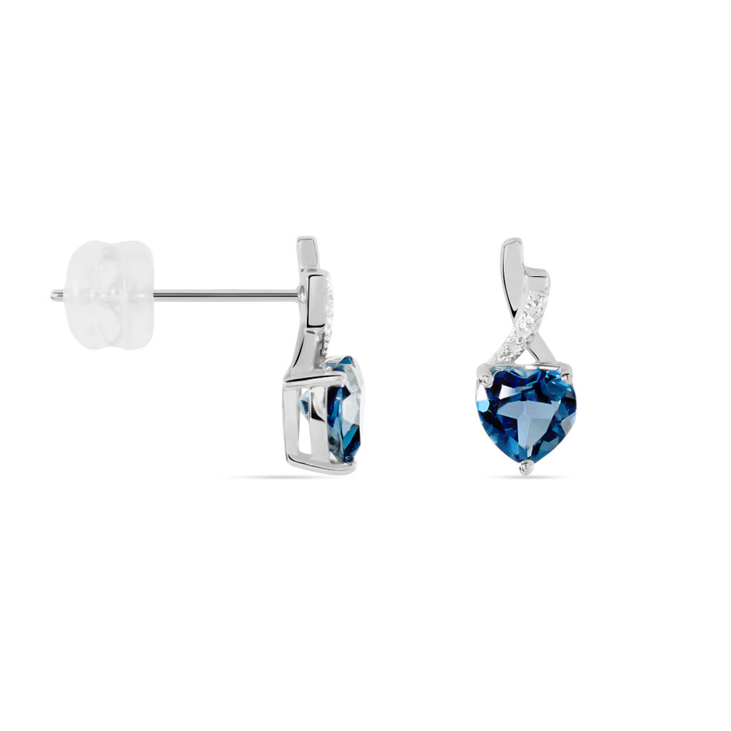 Boucles D'oreilles Pendantes Or Blanc Clothilde Topazes Oxydes
