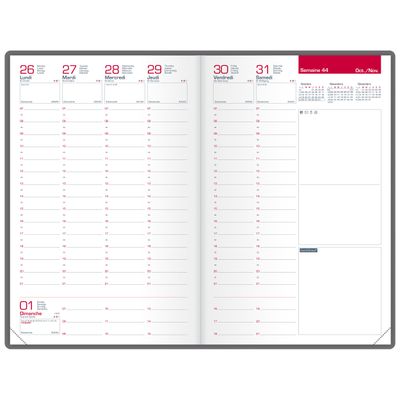 Agenda Ophio - 1 semaine sur 2 pages - 16 x 24 cm - noir - Oxford