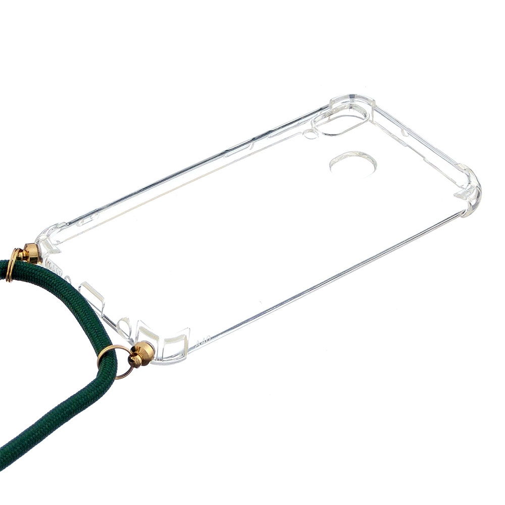 Samsung Galaxy A40 Necklace Gummi Hülle Air Cushion Fallschutz   Handykette (150cm) - Grün / Gold