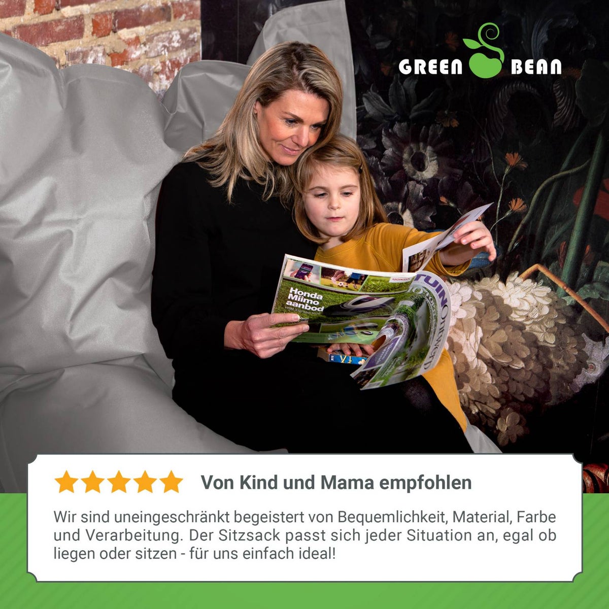 Green Bean Indoor Zitzak XXL 140x180cm 380 Liter Kinderen & Volwassenen Zitzak EPS Kralenvulling Reuze Zitzak Groot Ligbedkussen Zitkussen - Lichtgrijs Zilvergrijs