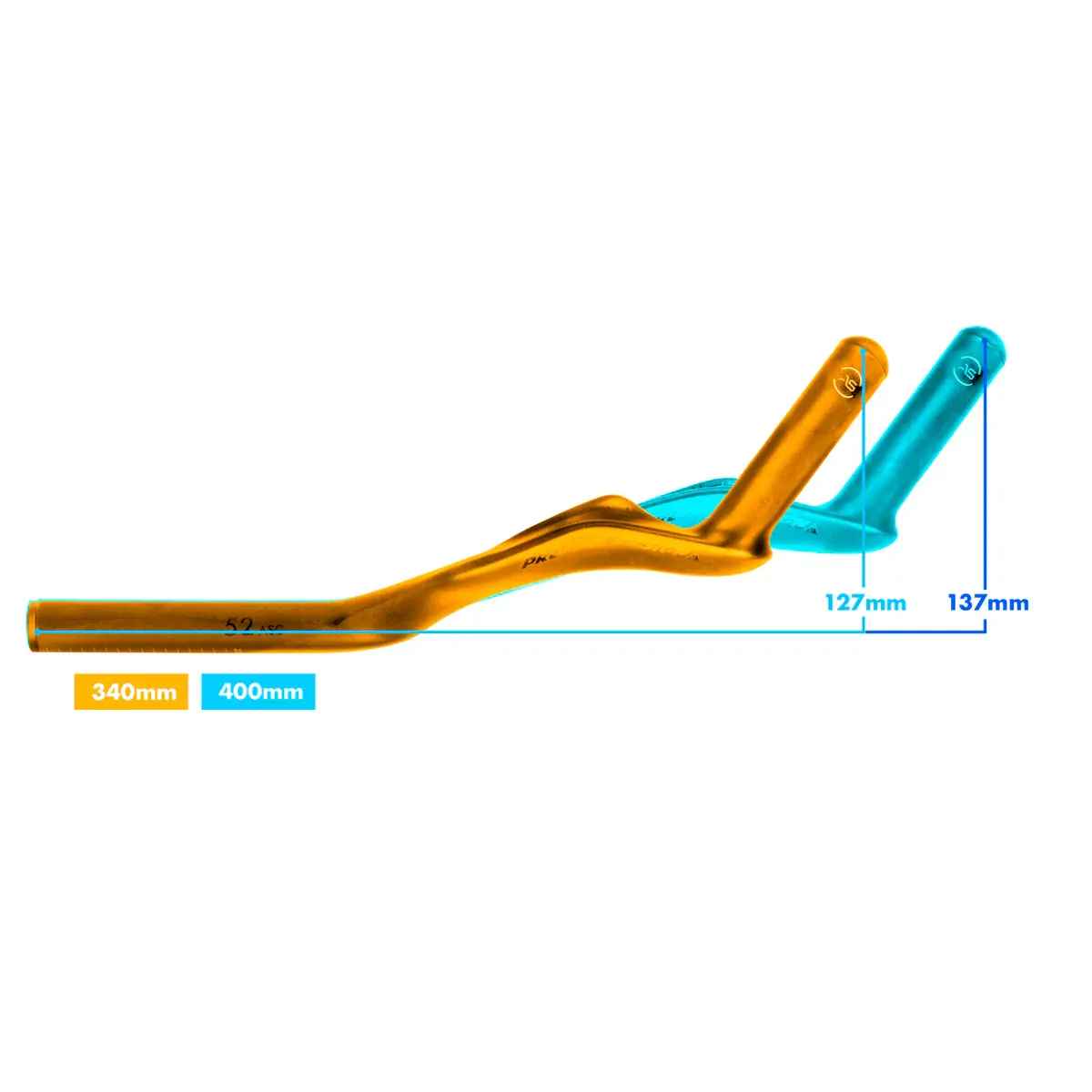 Profile Design 52 ASC Aerobar Extenties 400mm Carbon Zwart