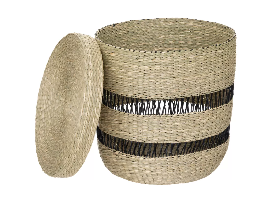 Lot de 2 Paniers de rangement avec couvercle D 38 et D 33 cm