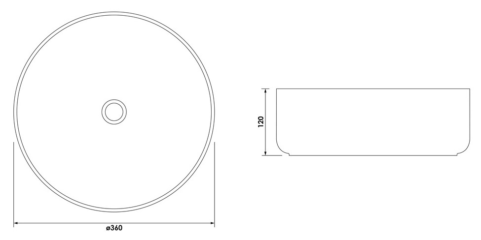 Brauer Circle waskom keramiek 36cm grijs mat