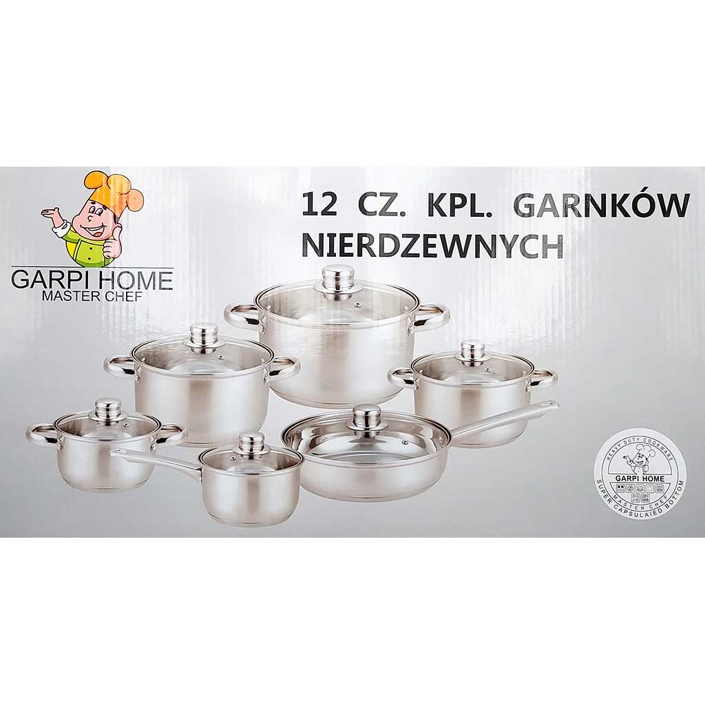 12 teiliges INOX Topf-Pfannen Set mit Glasdeckel