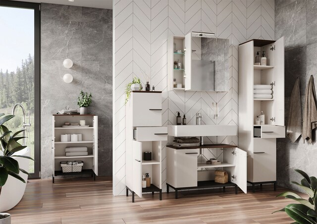 Unterschrank YONKERS 34 x 123 cm Kaschmir/ Nussbaum