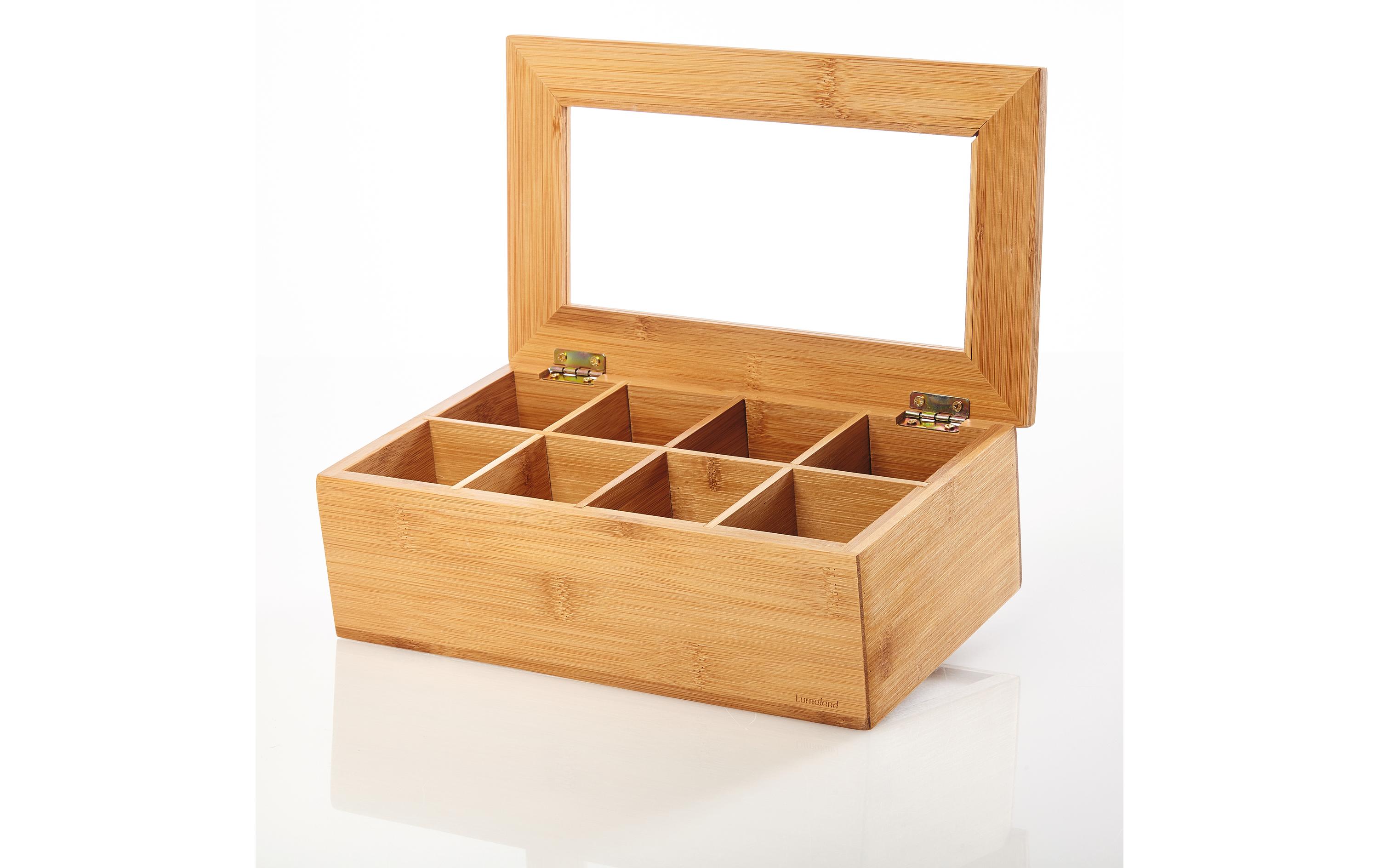 Teebeutel-Box 28 x 16 x 9 cm Bambus, China, 8 FächerTeebox