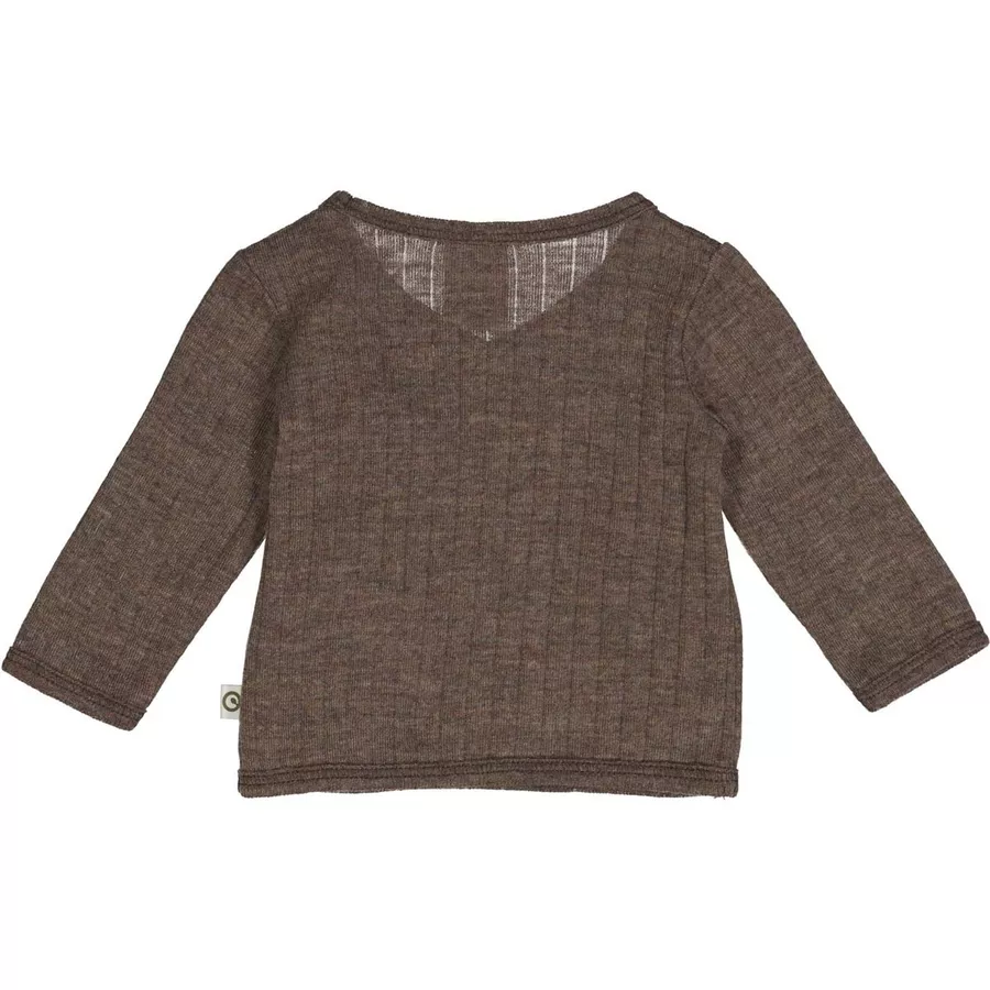 Müsli Babystrickjacke aus Merinowolle Walnutmelange