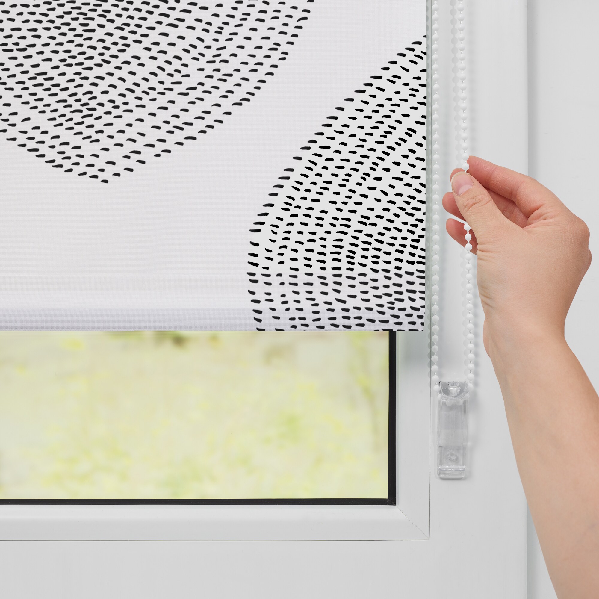 Lichtblick Rollo Klemmfix, ohne Bohren, Verdunkelung, Stripy Boho Drop- Weiß