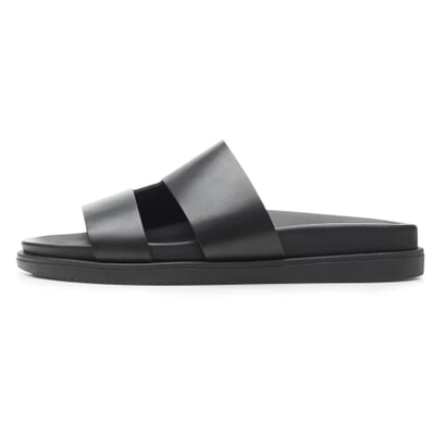 Herren-Lederpantolette, Schwarz