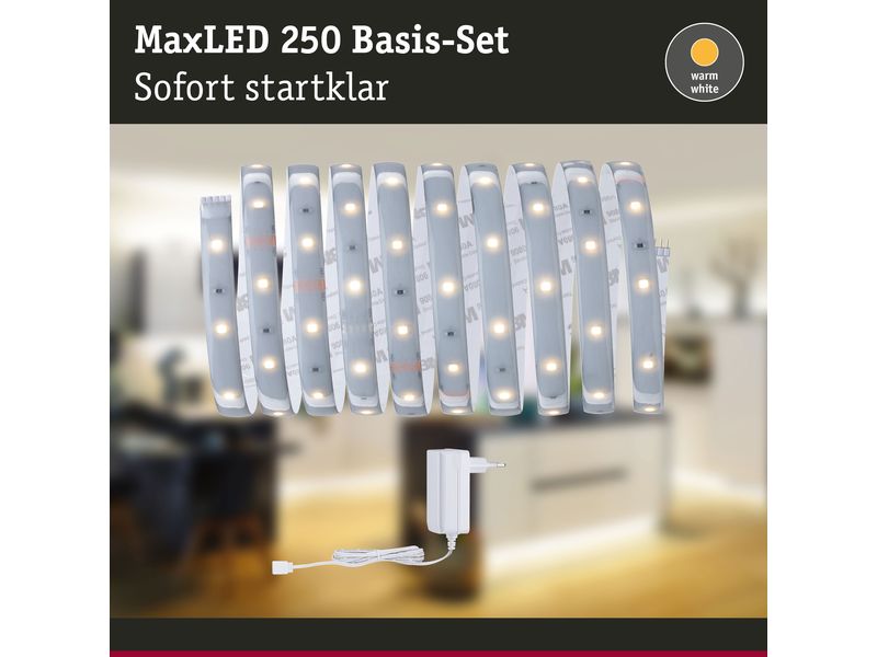 Paulmann LED-Stripe MaxLED 250 2700 K, 3 m Basisset Beschichteter LED-Streifen, kürzbar