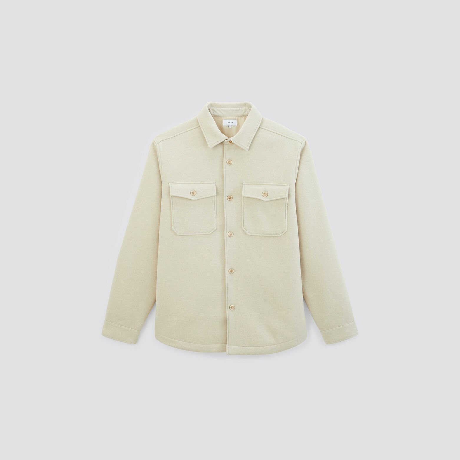 Surchemise regular unie laine polyester recyclé Beige