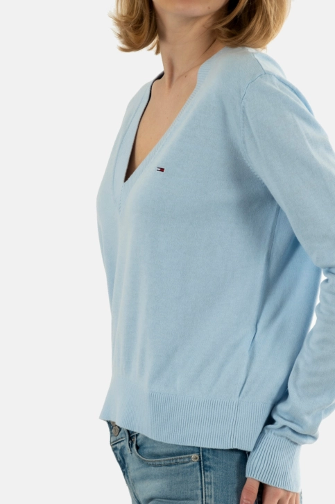 Pull léger tommy jeans essential vneck c1o breezy blue